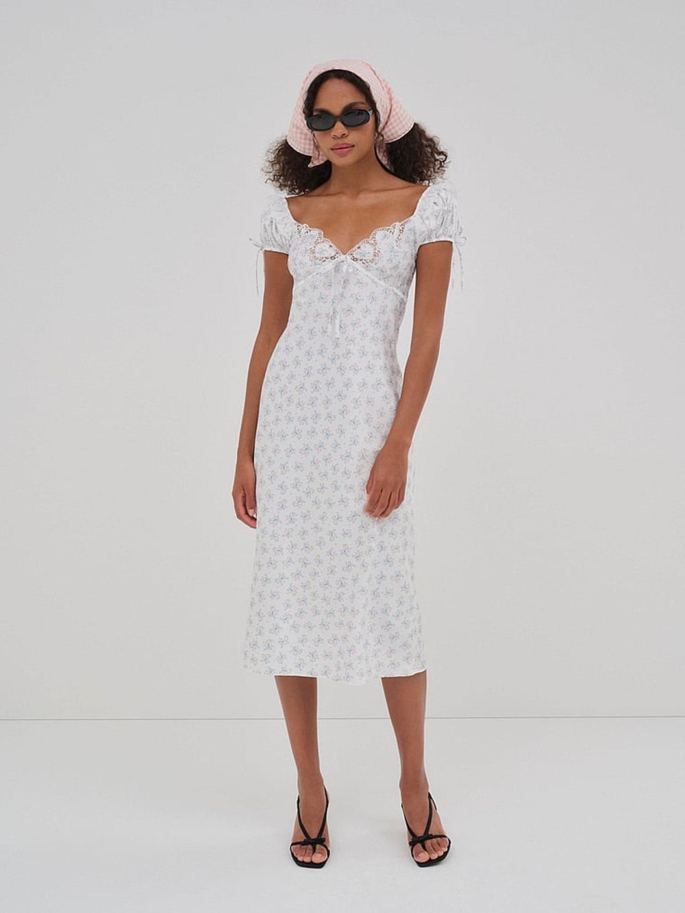NWT (M) For Love & Lemons Sweet Escape Eyelet Midi Slip Dress, Lace & Satin